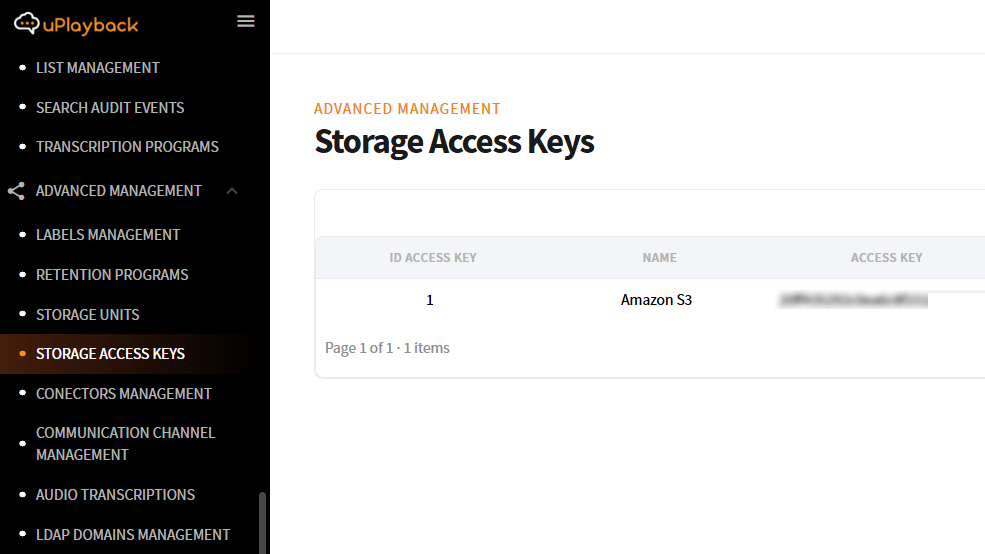 Retenção e audit trail no portal uPlayback